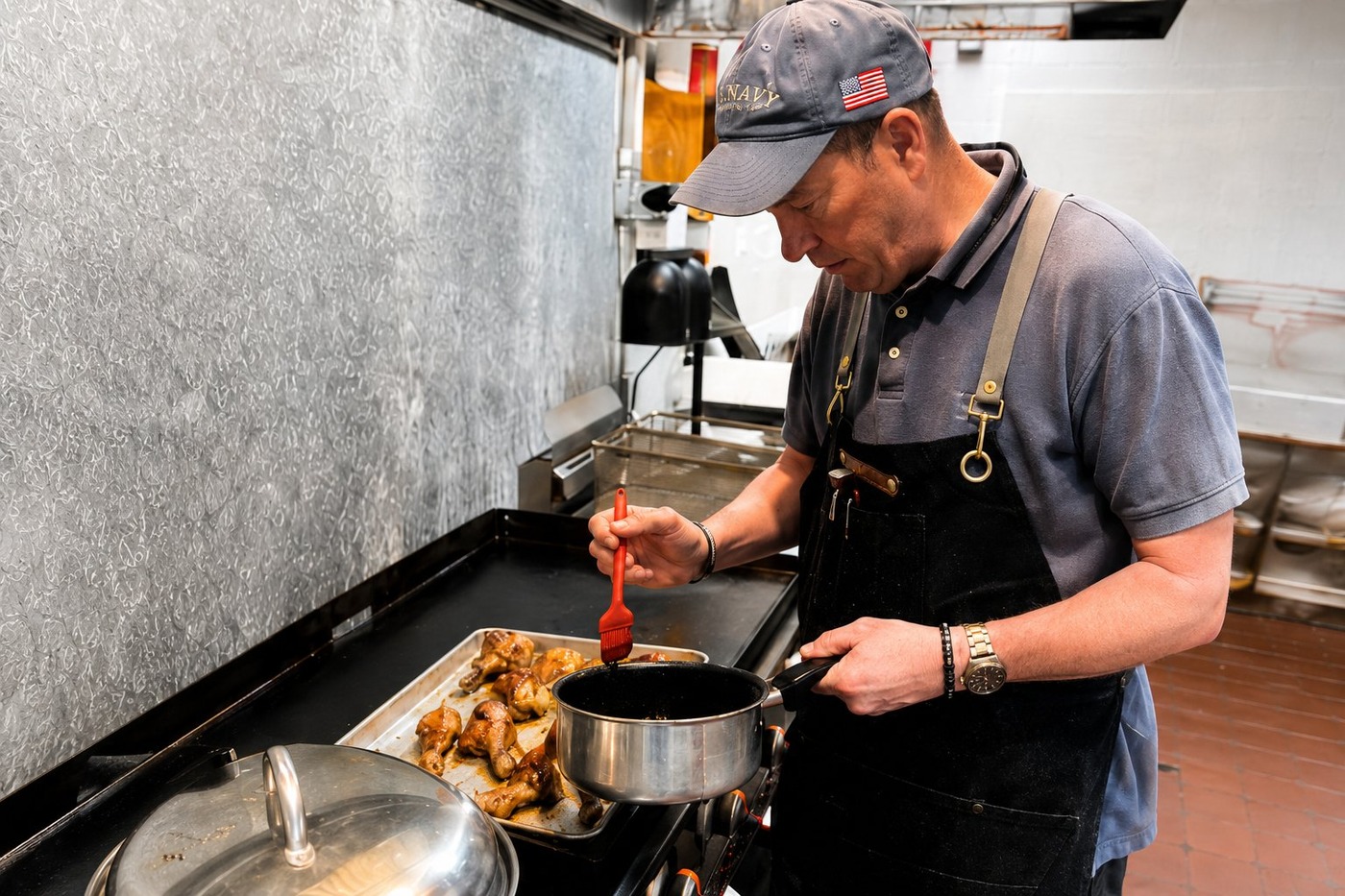 Tony Dulaney cooking at Post 9 kitchen